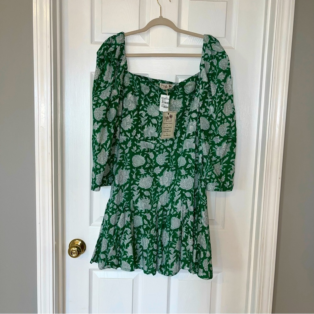 Mille Resort & Travel Kelly Green White Floral‎ Dress Womens Size XL NEW